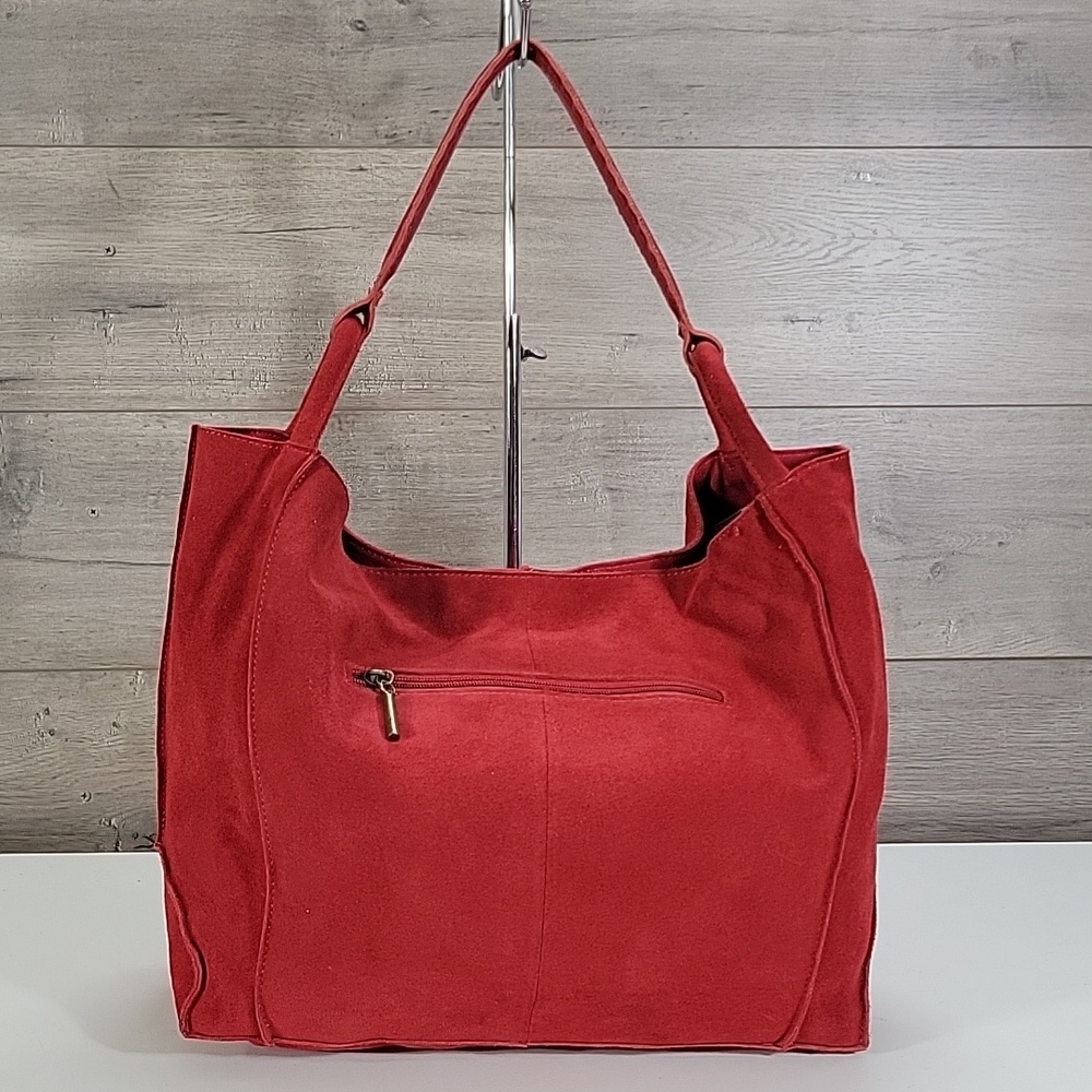 The Sak Los Feliz Red Suede Leather Tote Shoulder Bag - Picture 4 of 15